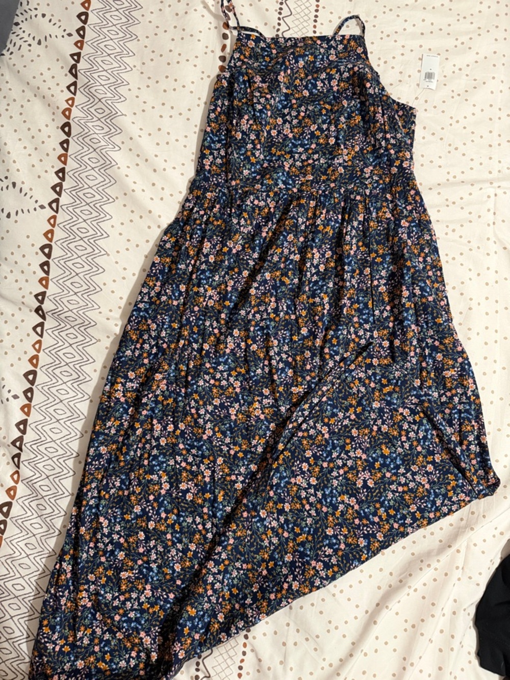 Old Navy Navy Floral Tiered Sundress with Spaghetti Straps